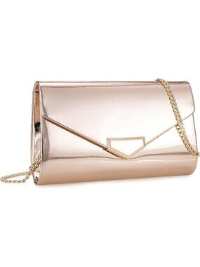Women Rose Gold Pu Clutch Purse For Chic For Special Occasions Evening Handbag